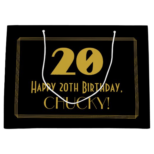 20e verjaardag — Art Deco geïnspireerde look "20"  Groot Cadeauzakje (Voorkant)