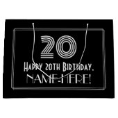 20e verjaardag — Art Deco geïnspireerde look "20" Groot Cadeauzakje (Voorkant)