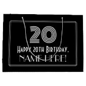 20e verjaardag — Art Deco geïnspireerde look "20" Groot Cadeauzakje (Achterkant)