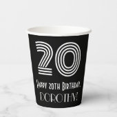 20e verjaardag — Art Deco Geïnspireerde look "20"  Papieren Bekers (Achterkant)