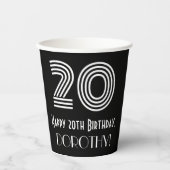 20e verjaardag — Art Deco Geïnspireerde look "20"  Papieren Bekers (Voorkant)