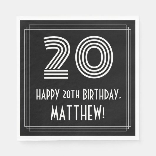 20e verjaardag: Art Deco Geïnspireerde look "20" + Servet (Voorkant)