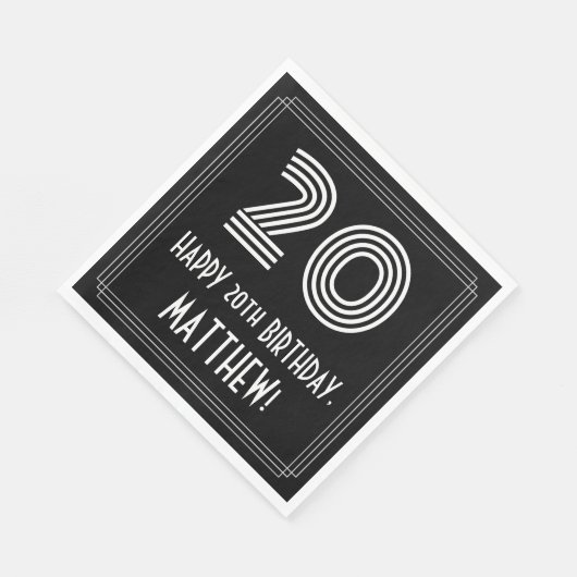 20e verjaardag: Art Deco Geïnspireerde look "20" + Servet (Hoek)