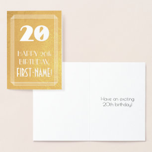20e verjaardag ~ Art Deco Style "20" en aangepaste Folie Kaarten