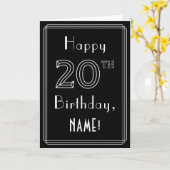 20e verjaardag: Art Deco Style # 20 en aangepaste Kaart (Gele Bloem)