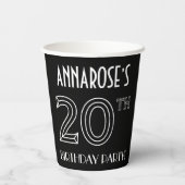 20e verjaardag: Art Deco Style + aangepaste naam Papieren Bekers (Achterkant)