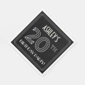 20e verjaardag: Art Deco Style + aangepaste naam Servet (Hoek)