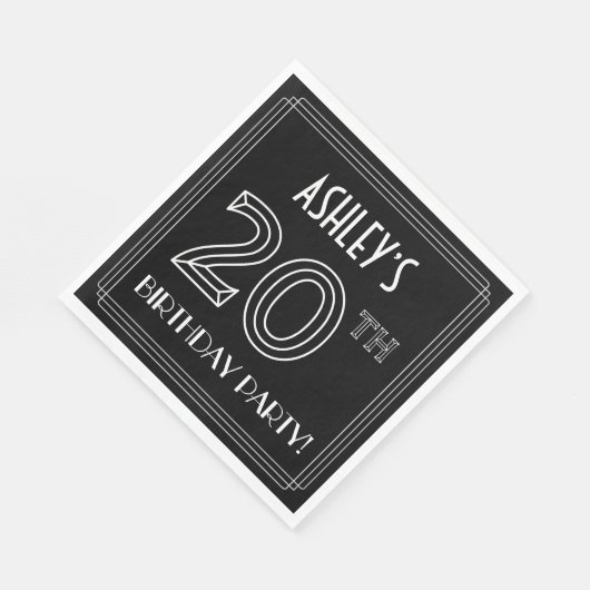 20e verjaardag: Art Deco Style + aangepaste naam Servet (Hoek)