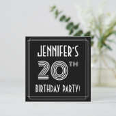 20e verjaardag: Art Deco Style met aangepaste naam Kaart (Staand voorkant)