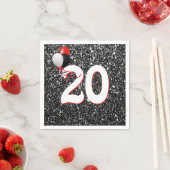 20e verjaardag ballonnen op zwarte glitter servet (Insitu)