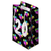 20e verjaardag Balloons en Confetti Small Gift Bag Klein Cadeauzakje (Voorkant Gekanteld)