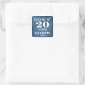 20e verjaardag Blauwe linen Hartelijk dank voor de Vierkante Sticker (Tas)