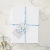 20e verjaardag blauwe strik cake naam datum pastel cadeaulabel (Met Touw)