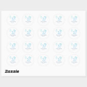 20e verjaardag blauwe strik taart naam datum paste ronde sticker (Vel)