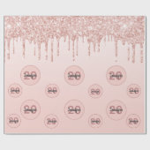 20e verjaardag blush roos gouden glitter druppels cadeaupapier (Vlak)