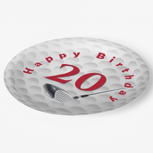 20e verjaardag Bord Golfbalpapier (Gekanteld)