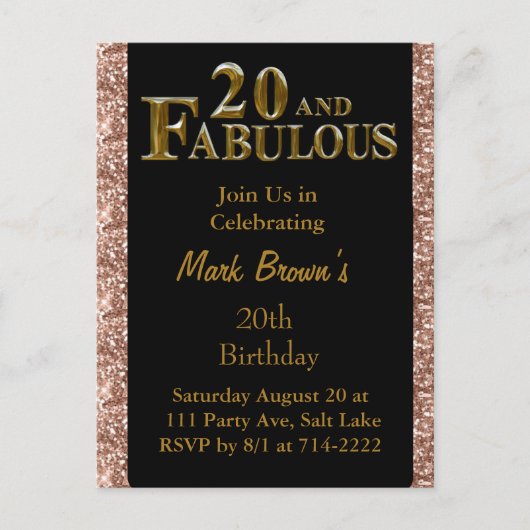 20e verjaardag briefkaart (Voorkant)