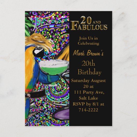 20e verjaardag briefkaart (Voorkant)