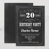 20e verjaardag - Chalkboard Black White Kaart (Voorkant / Achterkant)