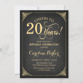 20e verjaardag - Chalkboard Gold Kaart (Voorkant)
