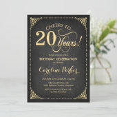 20e verjaardag - Chalkboard Gold Kaart (Staand voorkant)