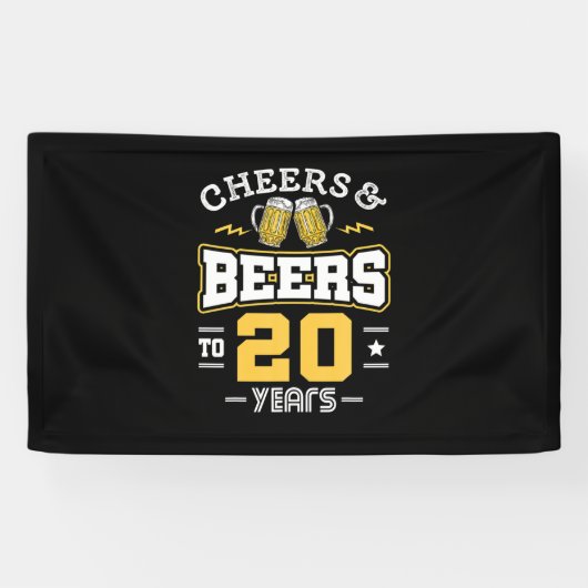 20e Verjaardag Cheers En Biertjes Verjaardag Spandoek (Horizontaal)