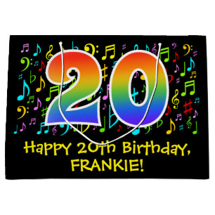 20e verjaardag - Colorful Music Symbols, Rainbow 2 Groot Cadeauzakje