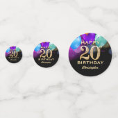 20e verjaardag Confetti voor zwarte en gouden fees (Achterkanten)