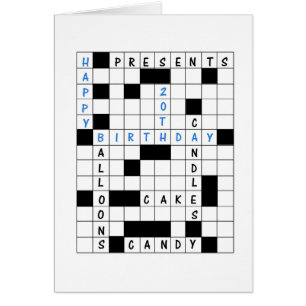 20e verjaardag, Crossword Puzzle Birthday Kaart