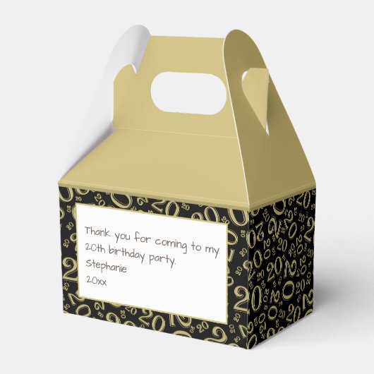 20e verjaardag dank u nummer patroon goud / zwart bedankdoosjes (Achterkant)