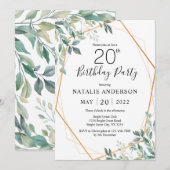 20e verjaardag Elegant Eucalyptus Greenery en Gold Kaart (Voorkant / Achterkant)