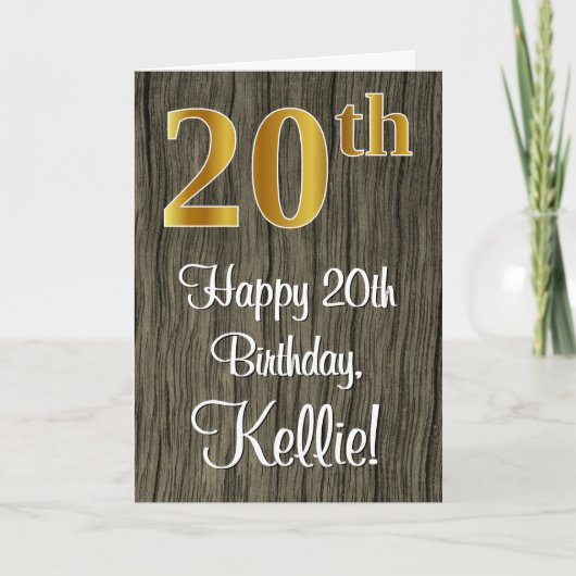 20e verjaardag: Elegant Faux Gold Kijk #, Faux Woo Kaart (Voorkant)