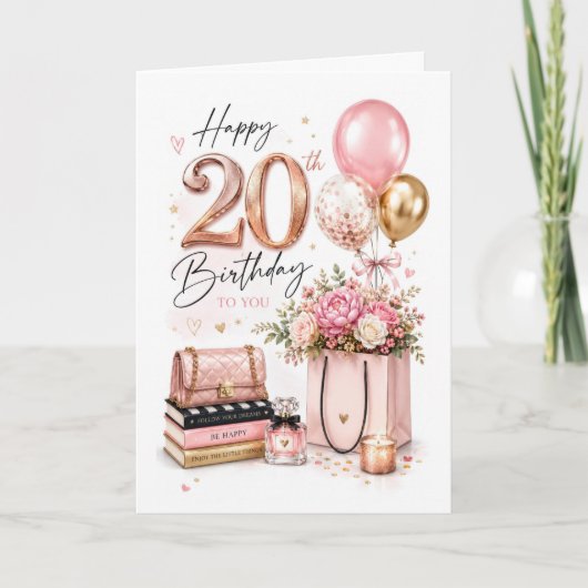 20e verjaardag elegant kaart (Voorkant)
