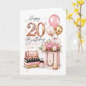 20e verjaardag elegant kaart (Gele Bloem)
