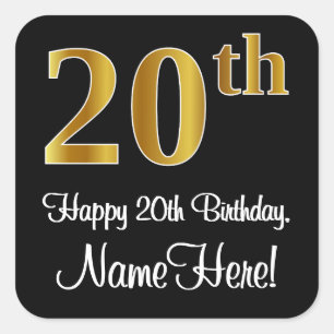 20e verjaardag - Elegant luxe Faux Gold-look # Vierkante Sticker