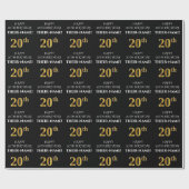 20e verjaardag: Elegant, zwart, Faux Gold look Cadeaupapier (Vlak)