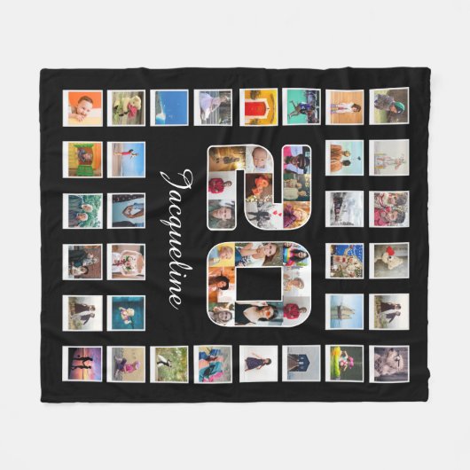 20e verjaardag Familiefotocollage 49 foto's Fleece Deken (Voorkant (Horizontaal))