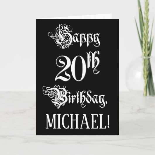 20e verjaardag: Fancy, elegant script + aangepaste Kaart (Voorkant)