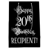 20e verjaardag: Fancy, elegant script + aangepaste Medium Cadeauzakje (Achterkant)