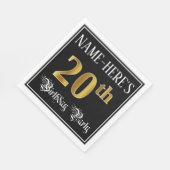 20e verjaardag — Fancy script, Faux Gold look Servet (Hoek)