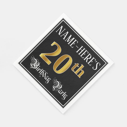 20e verjaardag — Fancy script, Faux Gold look Servet (Hoek)