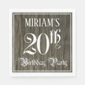 20e verjaardag — Fancy script, kijk op hout Servet (Voorkant)