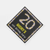 20e verjaardag: Floral Flowers Number, Custom Name Servet (Hoek)