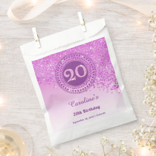 20e Verjaardag Fonkelende Roze Gouden Glitters Bedankzakje
