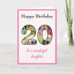 20e verjaardag Foto Collage Daughter Fun Keepslag Kaart<br><div class="desc">Viel je dochters 20e verjaardag, met een speciale, unieke fotocollage. Deze prachtige verjaardagskaart voor die speciale dochter heeft de 20 gemaakt van je eigen familiefoto's. De sjabloon is zo ontworpen dat je "Aan een geweldige dochter" bewerkt aan je zus, beste vriend of iemand anders die je zou willen. De tekst...</div>