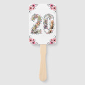 20e verjaardag Foto Collage Girl Pink Flower White Handwaaier (Voorkant)