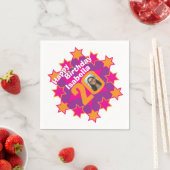 20e verjaardag foto en naam roze ster napkins servet (Insitu)