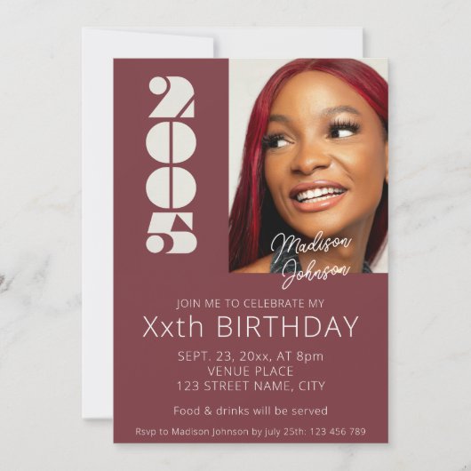 20e verjaardag foto geboren in 2005 groen kaart (Voorkant)