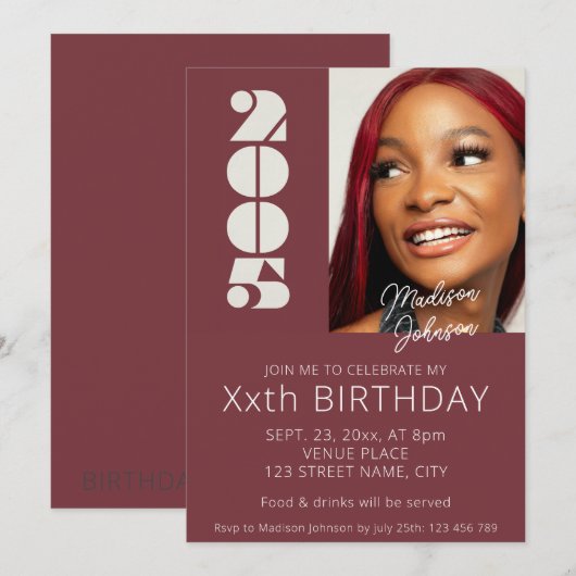 20e verjaardag foto geboren in 2005 groen kaart (Voorkant / Achterkant)