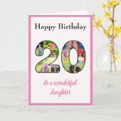 20e Verjaardag Fotocollage Dochter Fun Keepsake Kaart (Gele Bloem)